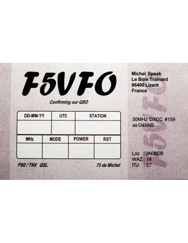 Format of Budget QSL card - HTF