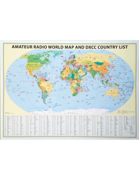 Carte Mondiale Préfixée pour radioamateurs HTF