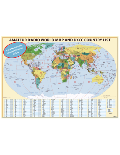 Carte Mondiale Préfixée pour radioamateurs V2 HTF