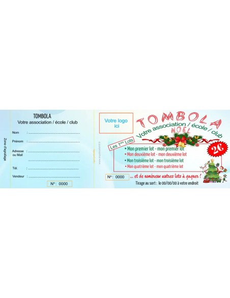Ticket tombola Noël avec logo - HTF