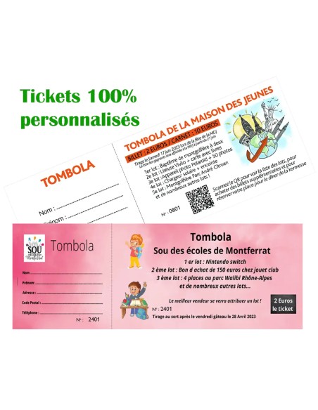 Raffle tickets 100% personalized