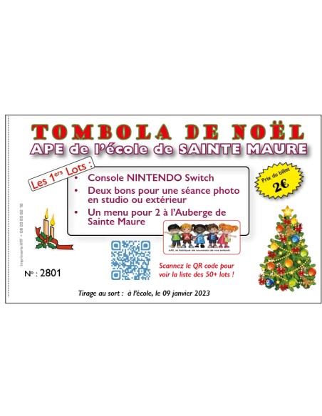 Ticket de tombola déco Noël